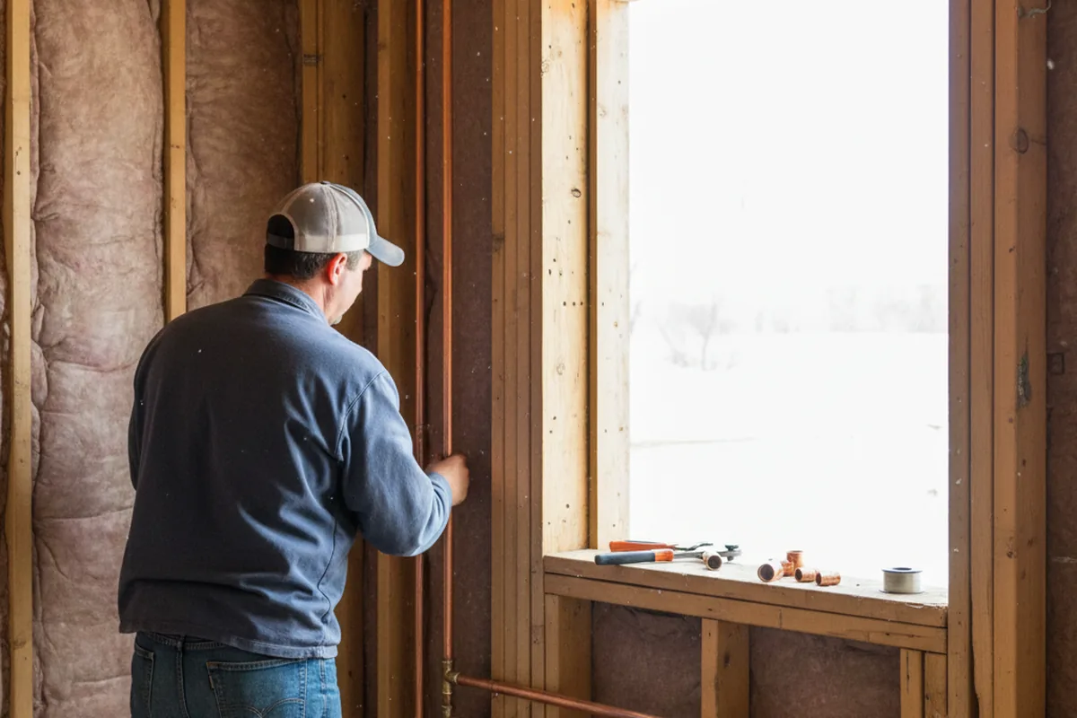 Licensed plumber running new copper supply lines in a Versailles home